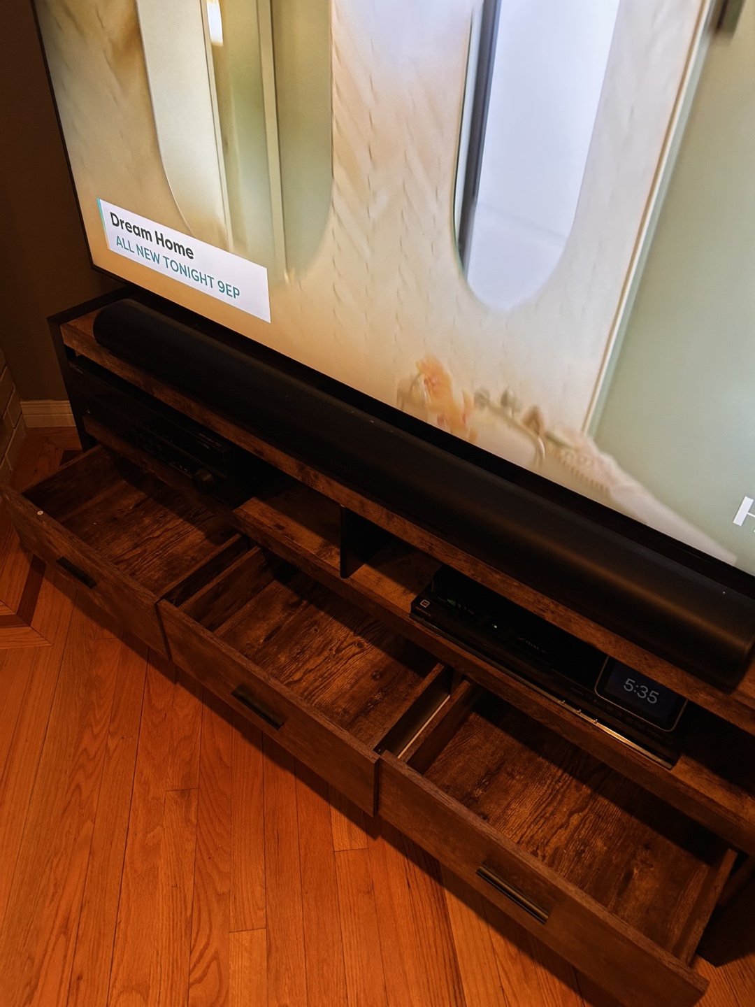 Rustic Brown TV Stand with Three Drawers - photo 2