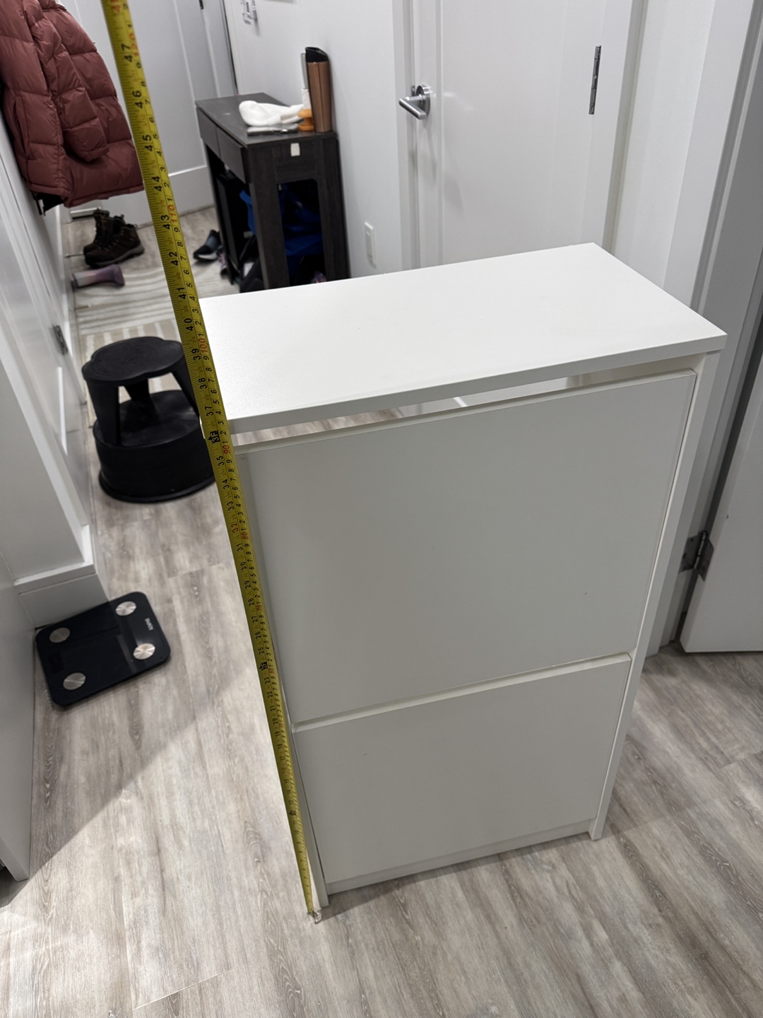 White Shoe Cabinet with Two Drawers