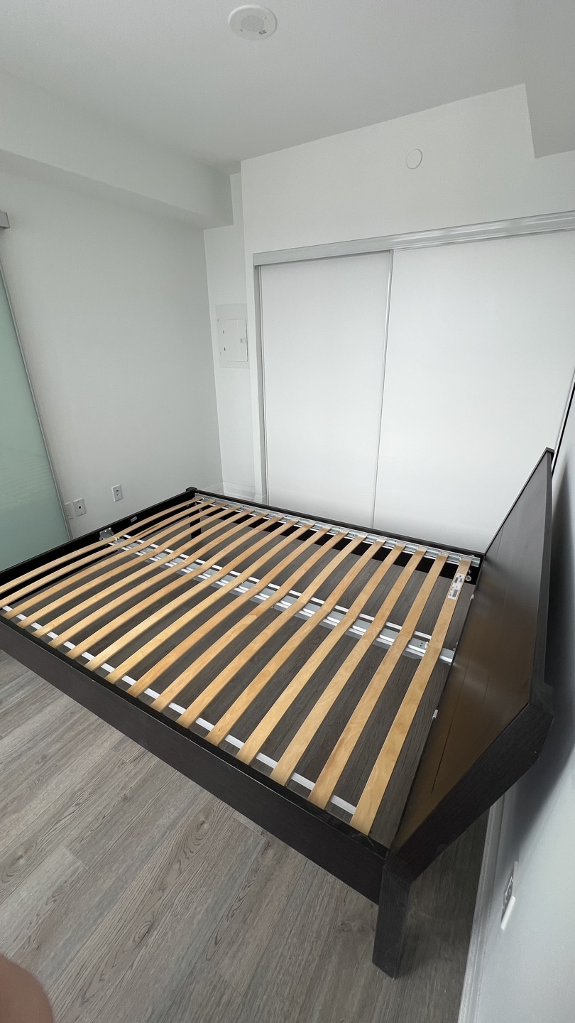 IKEA Dark Brown Queen Bed Frame with Slats - photo 3