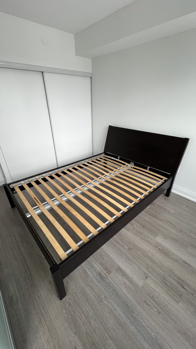 IKEA Dark Brown Queen Bed Frame with Slats