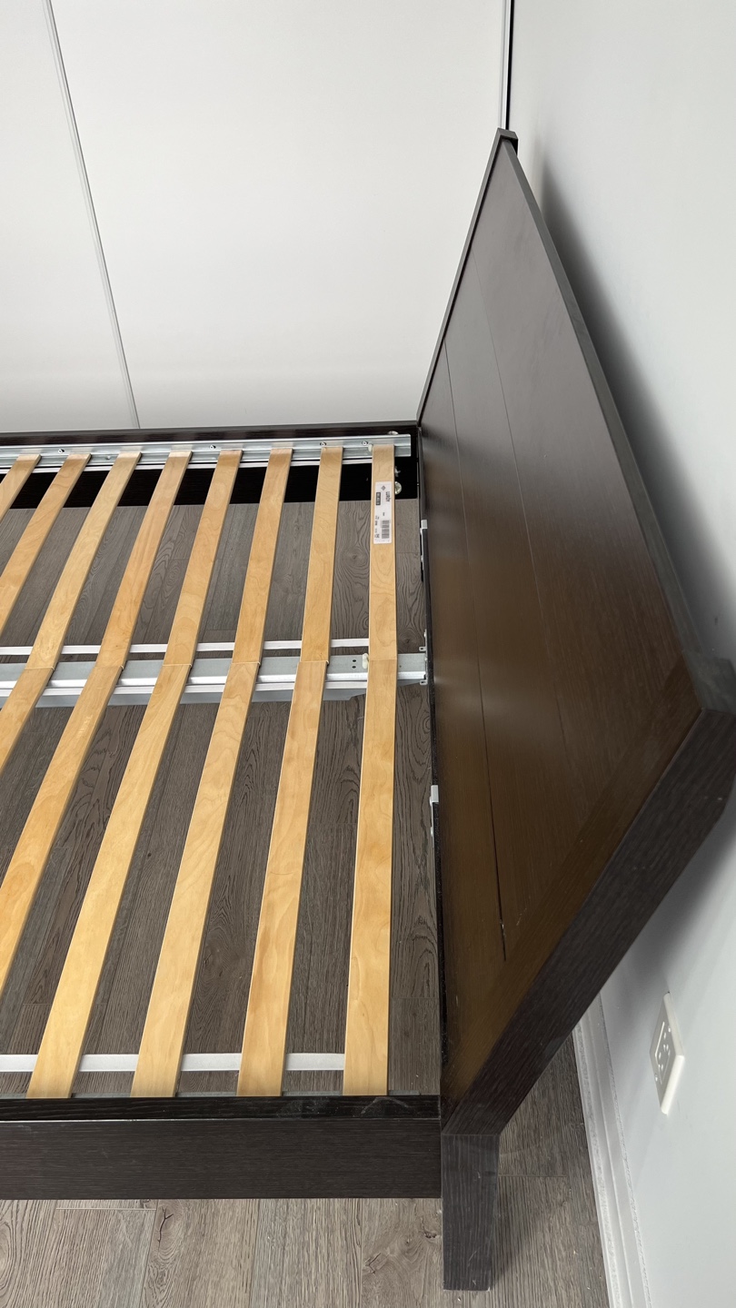 IKEA Dark Brown Queen Bed Frame with Slats - photo 2