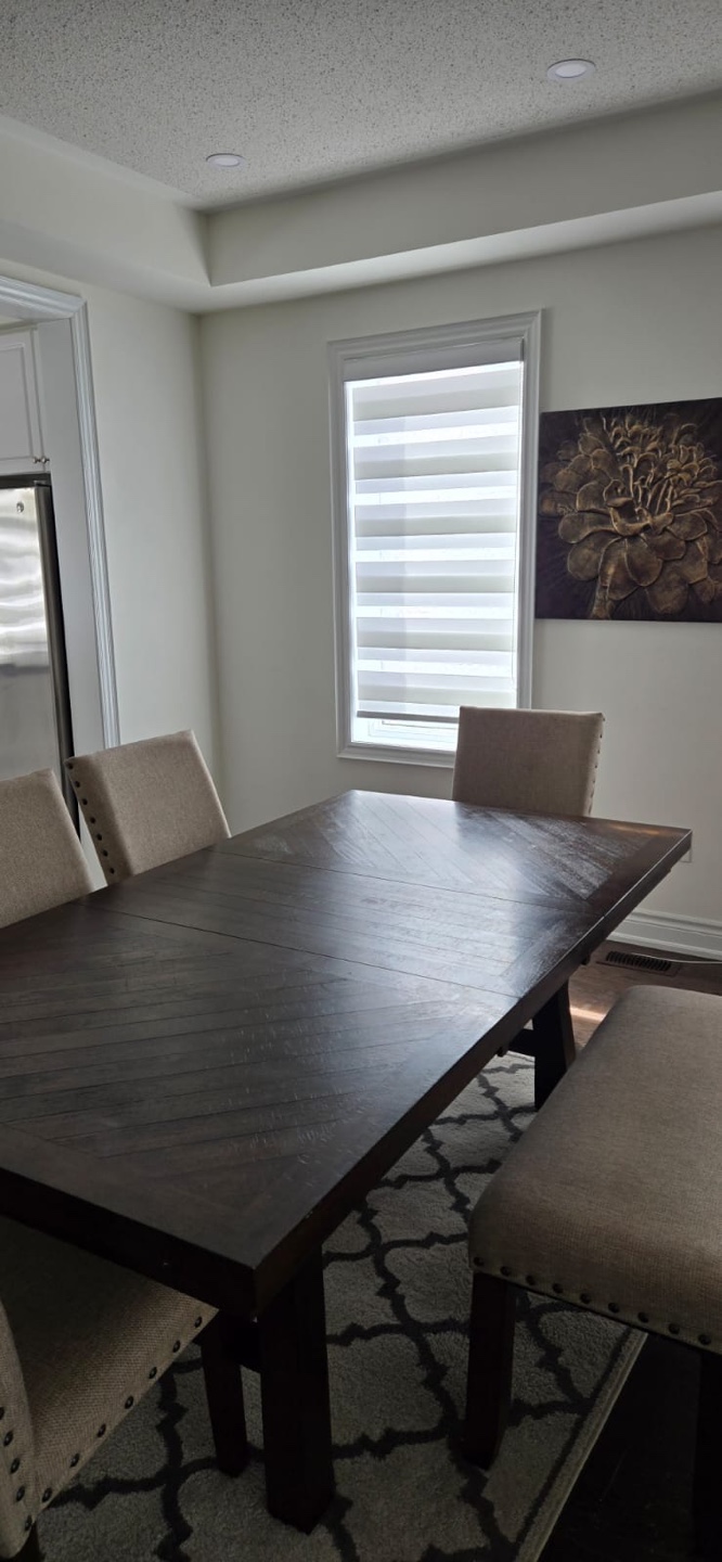 Dark Brown Wooden Dining Table with Bench