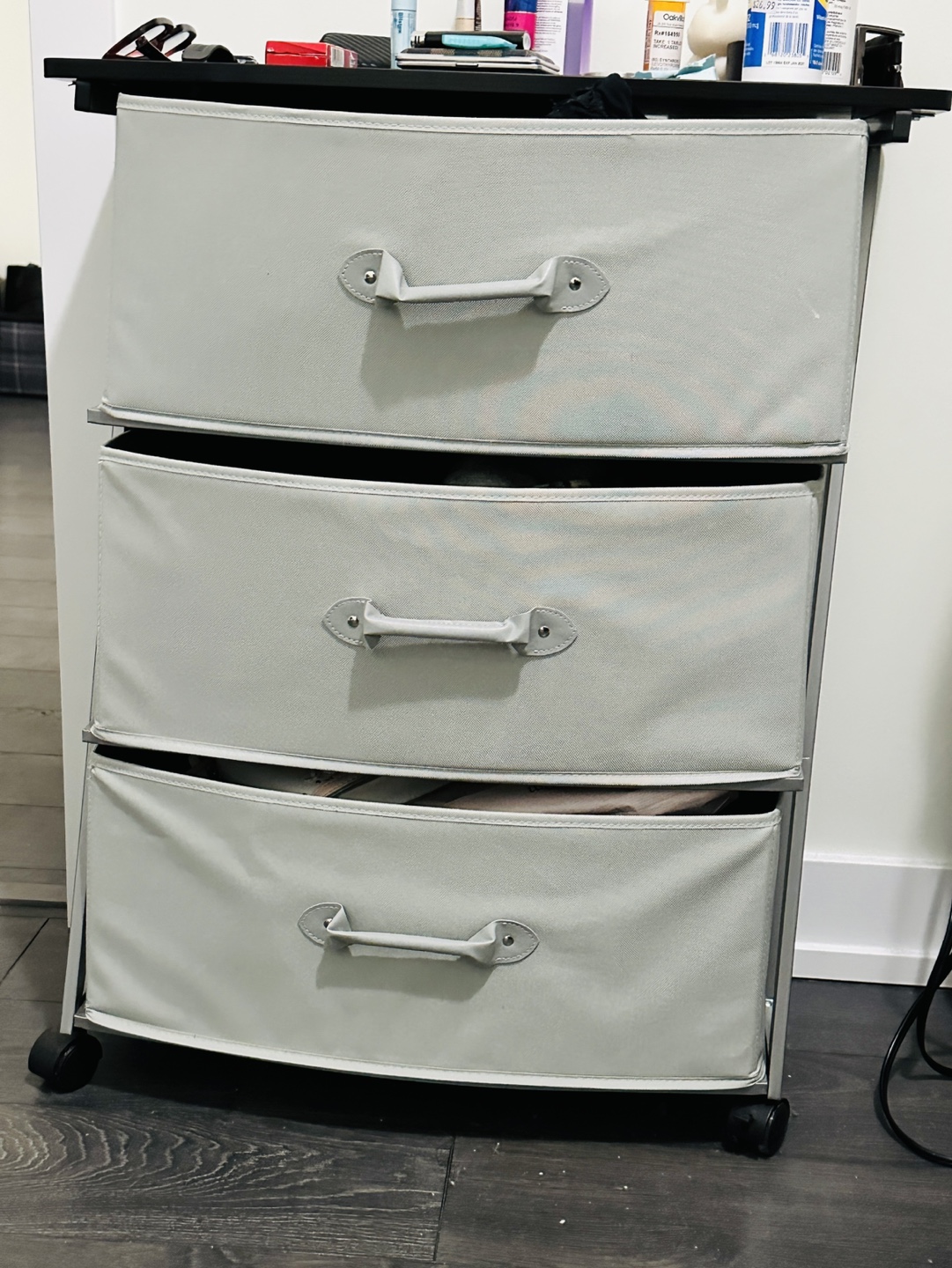 Three-Drawer Fabric Storage Unit with Wheels
