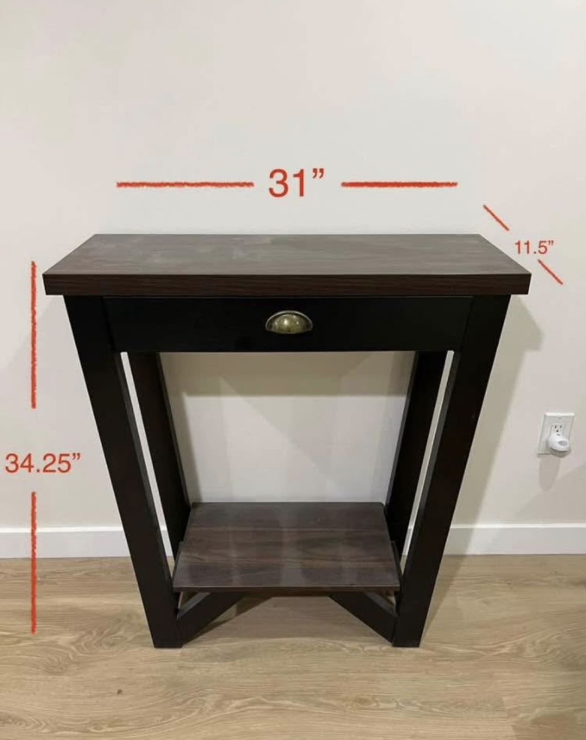 Dark Brown and Black Console Table with Drawer and Shelf - photo 5