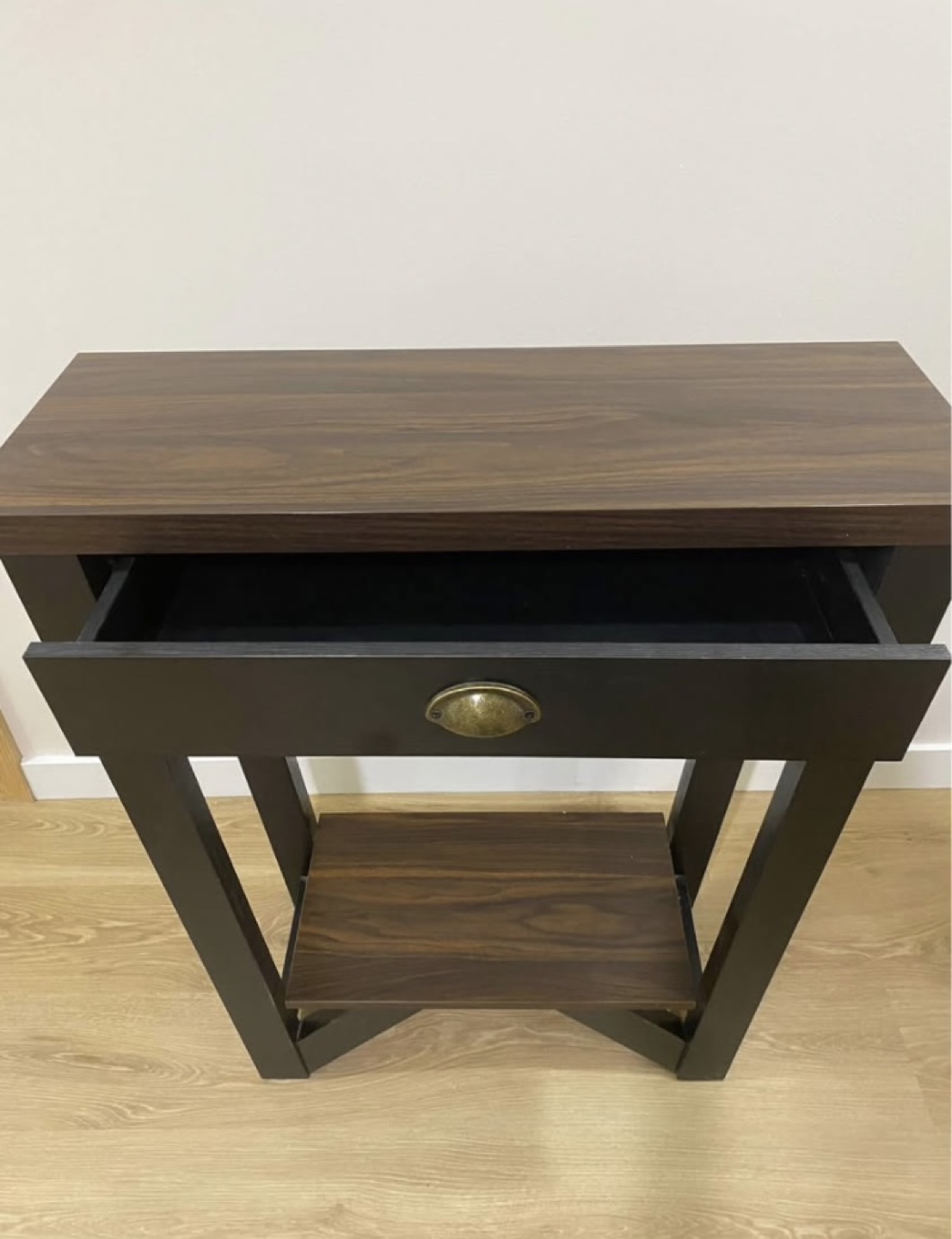 Dark Brown and Black Console Table with Drawer and Shelf - photo 2