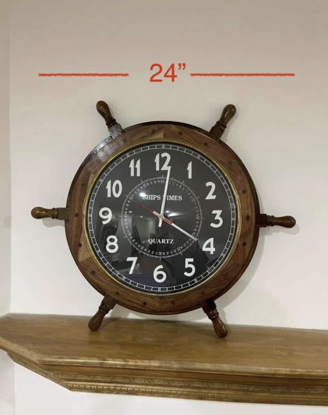24" Ships Wheel Wall Clock