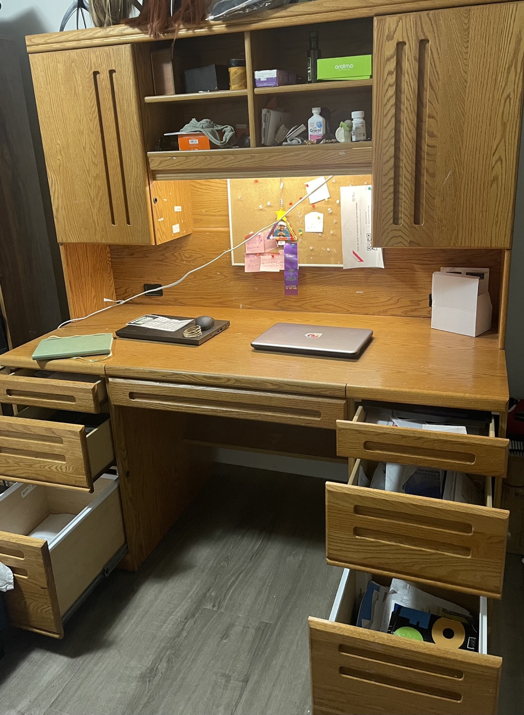 Solid Wood Computer Desk with Hutch - photo 2