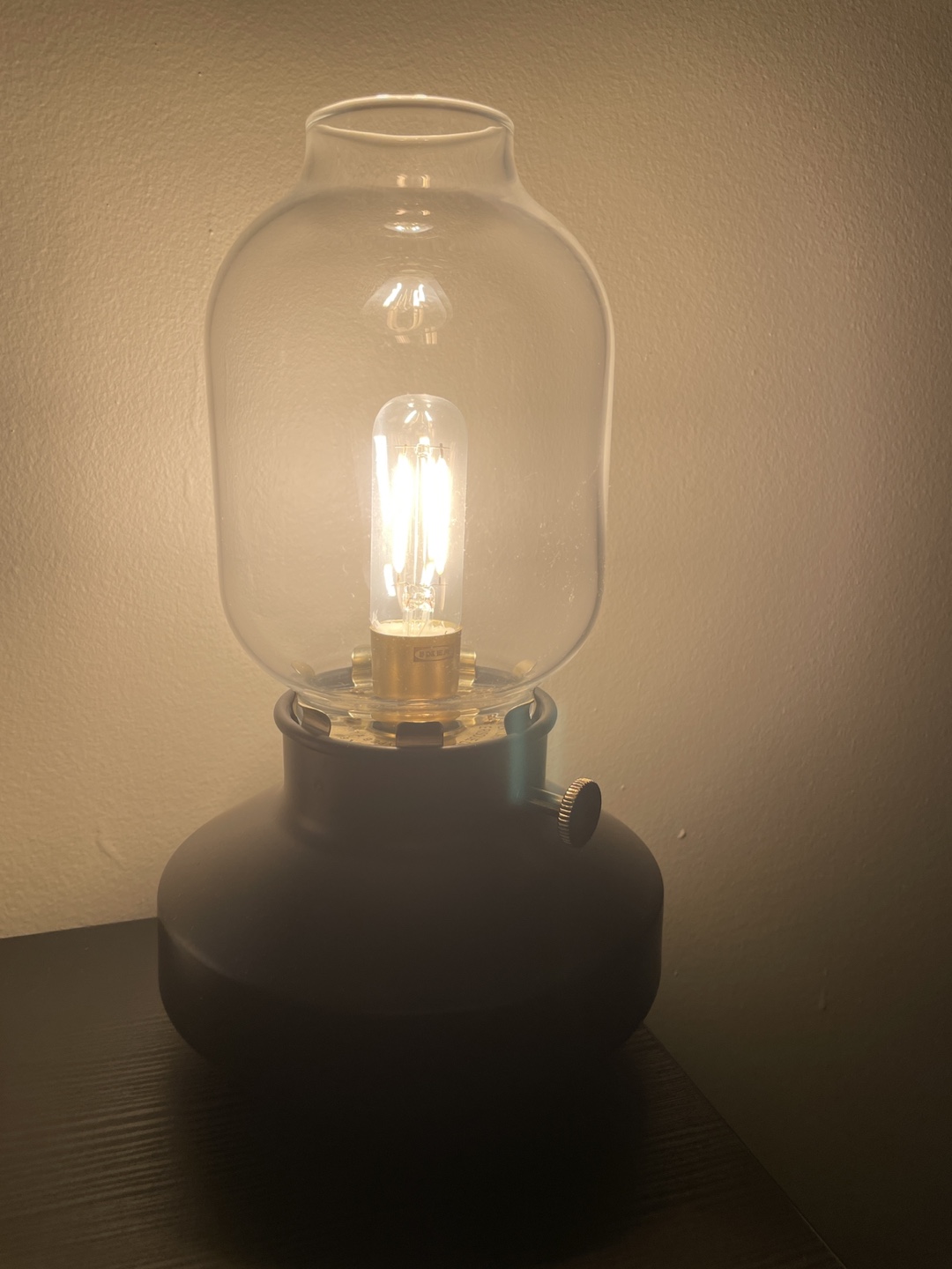 Mid-Century Modern Table Lamp with Glass Shade