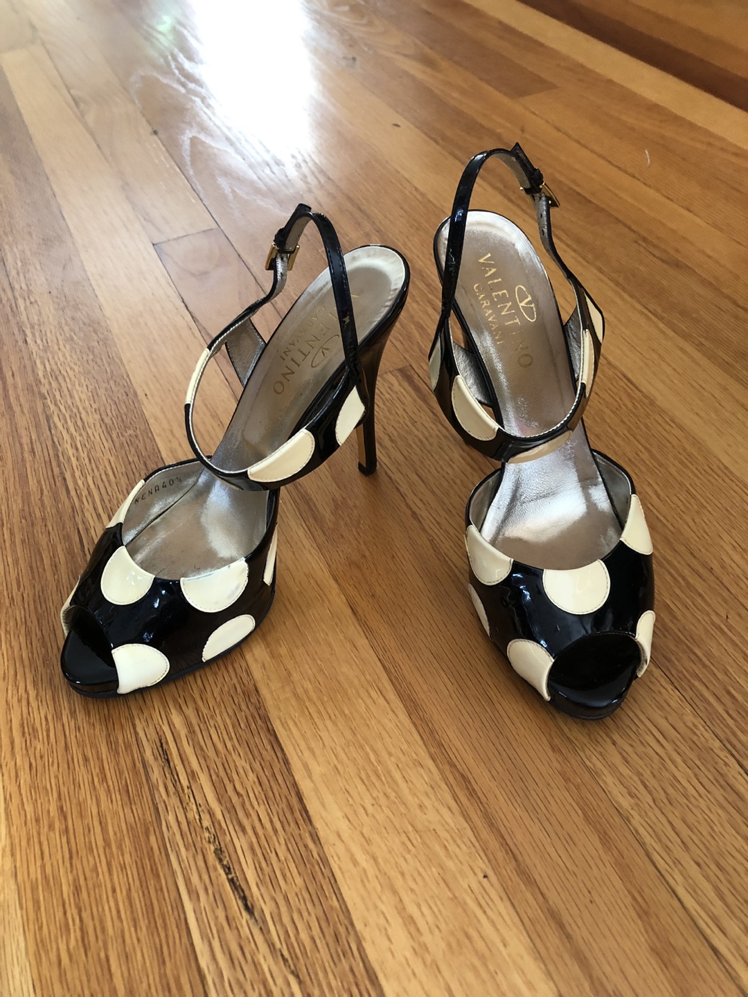Valentino Garavani Black and White Polka Dot Heels