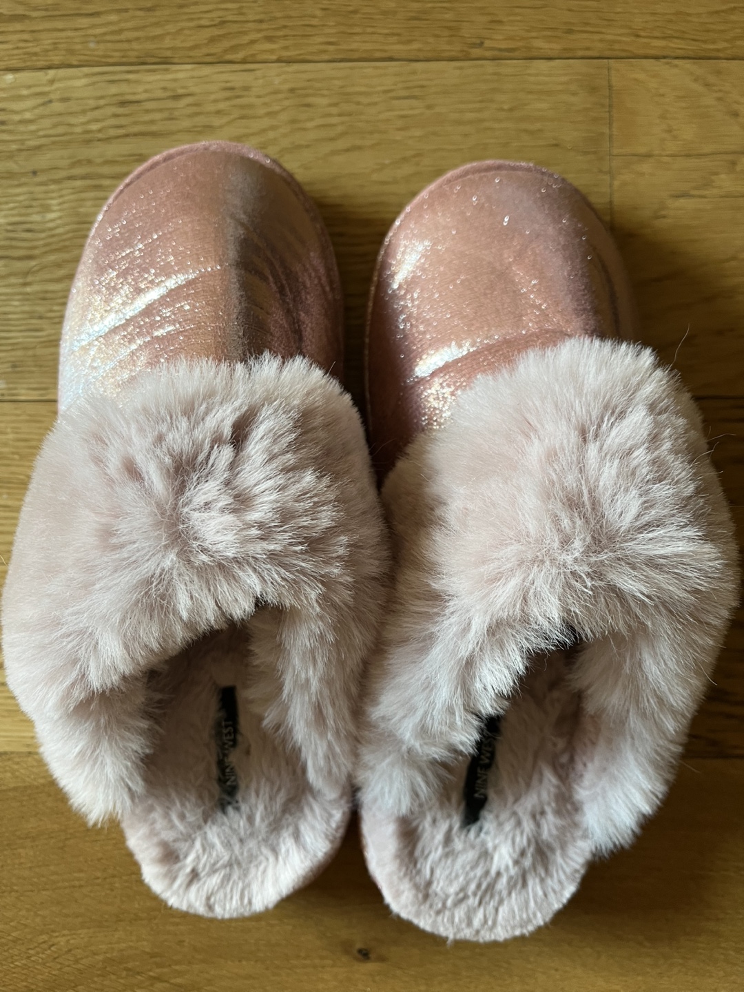 Nine West Women's Pink Faux Fur Slippers - XLarge