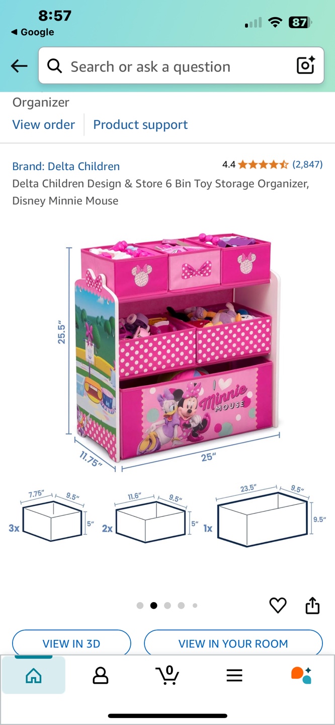 Delta Children Minnie Mouse 6-Bin Toy Organizer