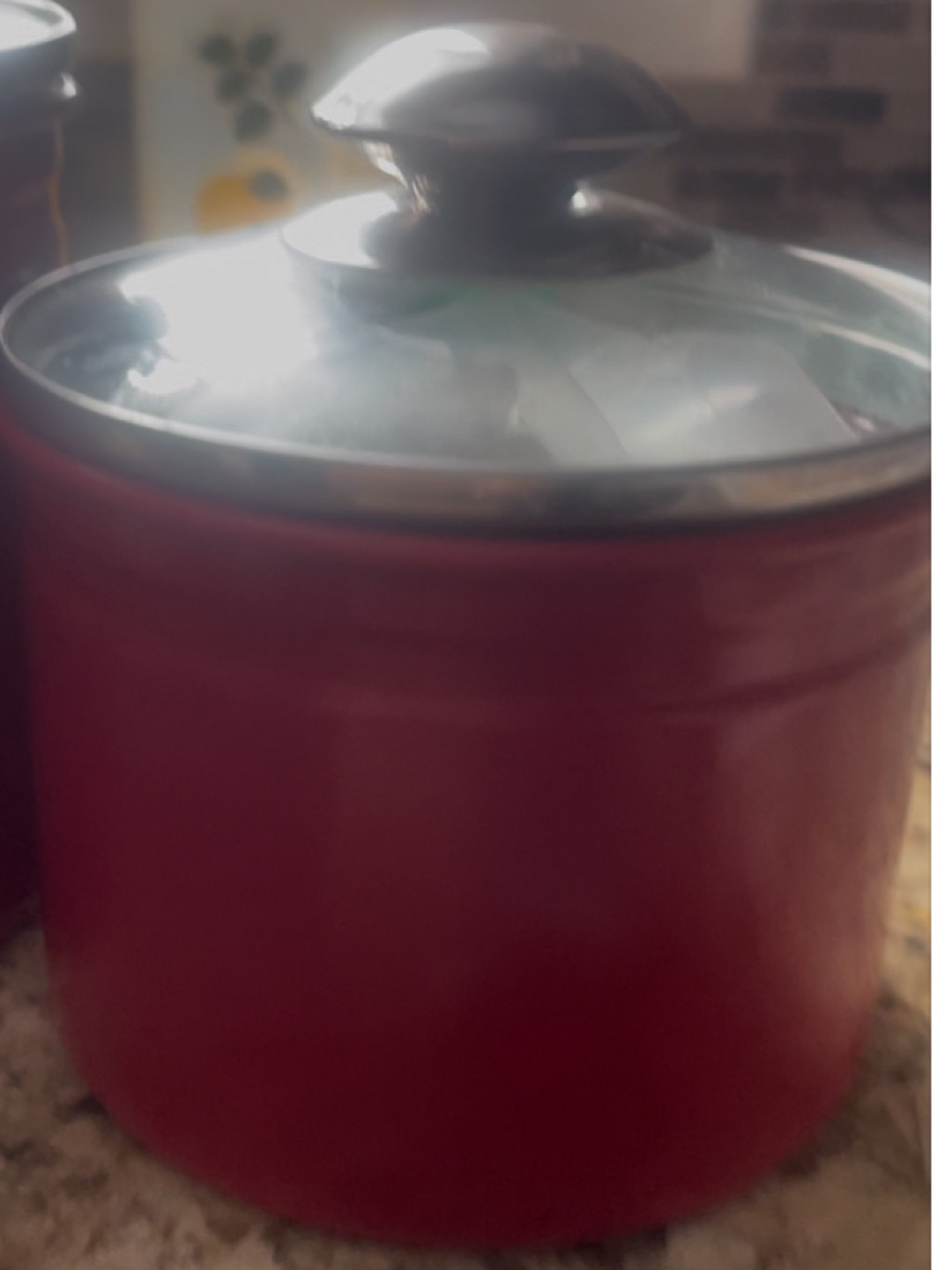 Set of 3 Red Canisters with Glass Lids - photo 2