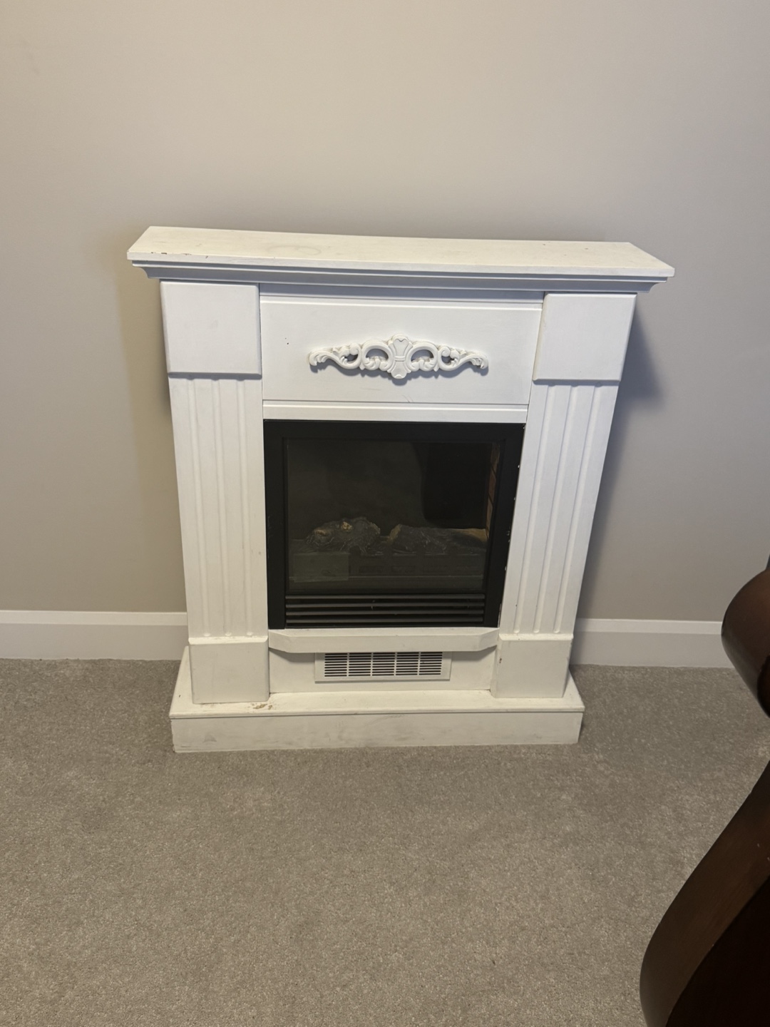 White Electric Fireplace For Room