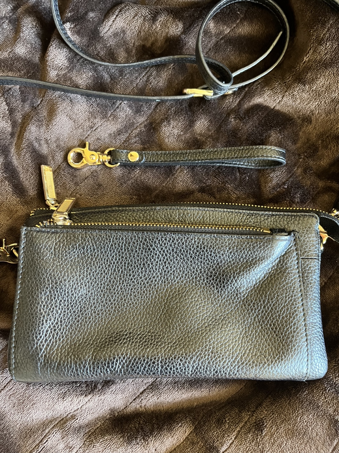 Zenith Handbags Black Leather Crossbody Bag