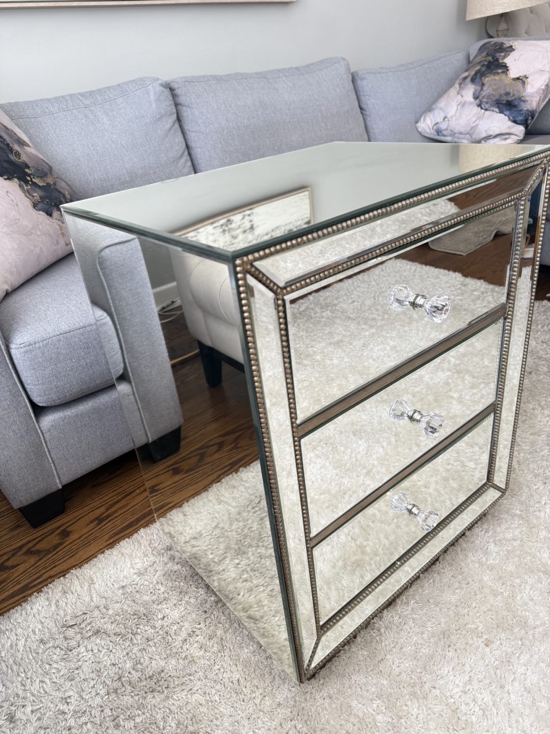 Mirrored Three-Drawer Nightstand - Staging sale - photo 2