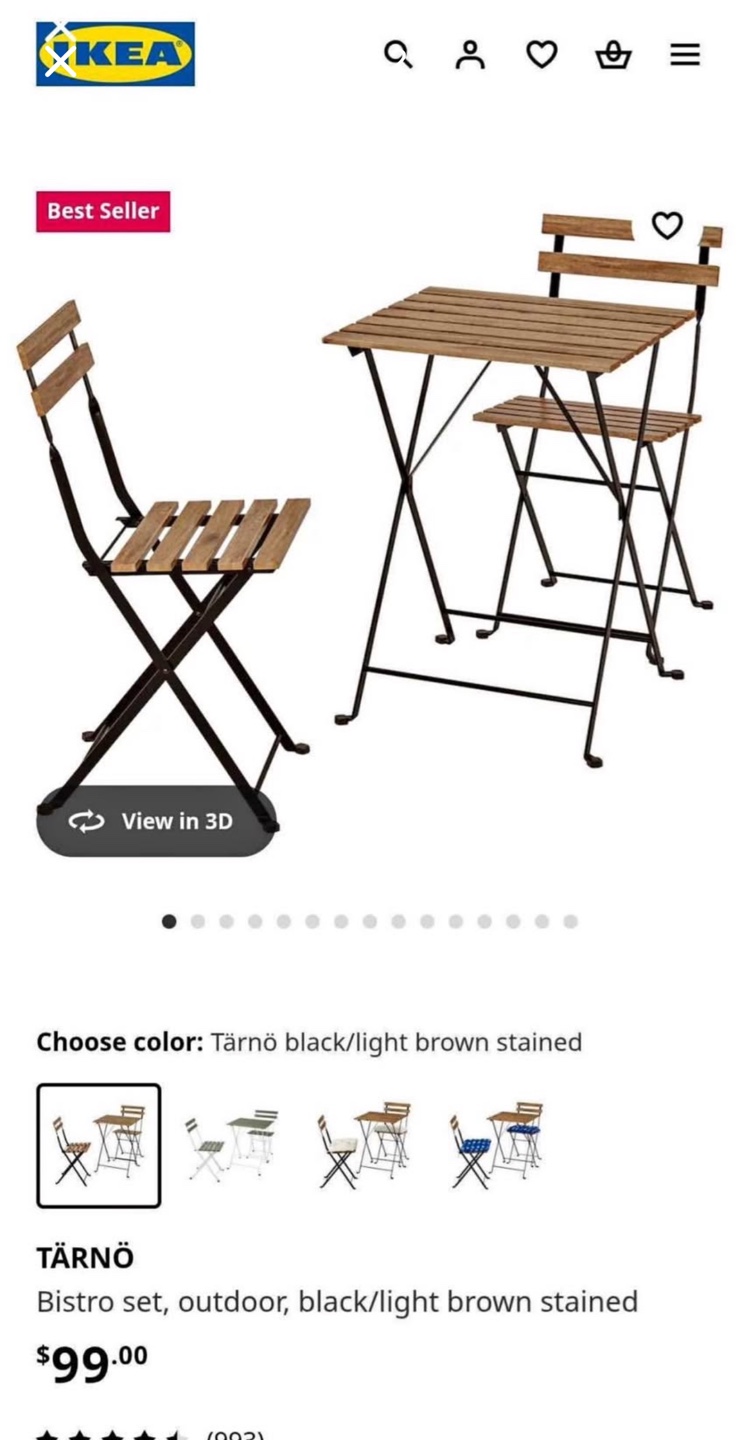 IKEA TÄRNÖ Bistro Set - Black/Light Brown - photo 2