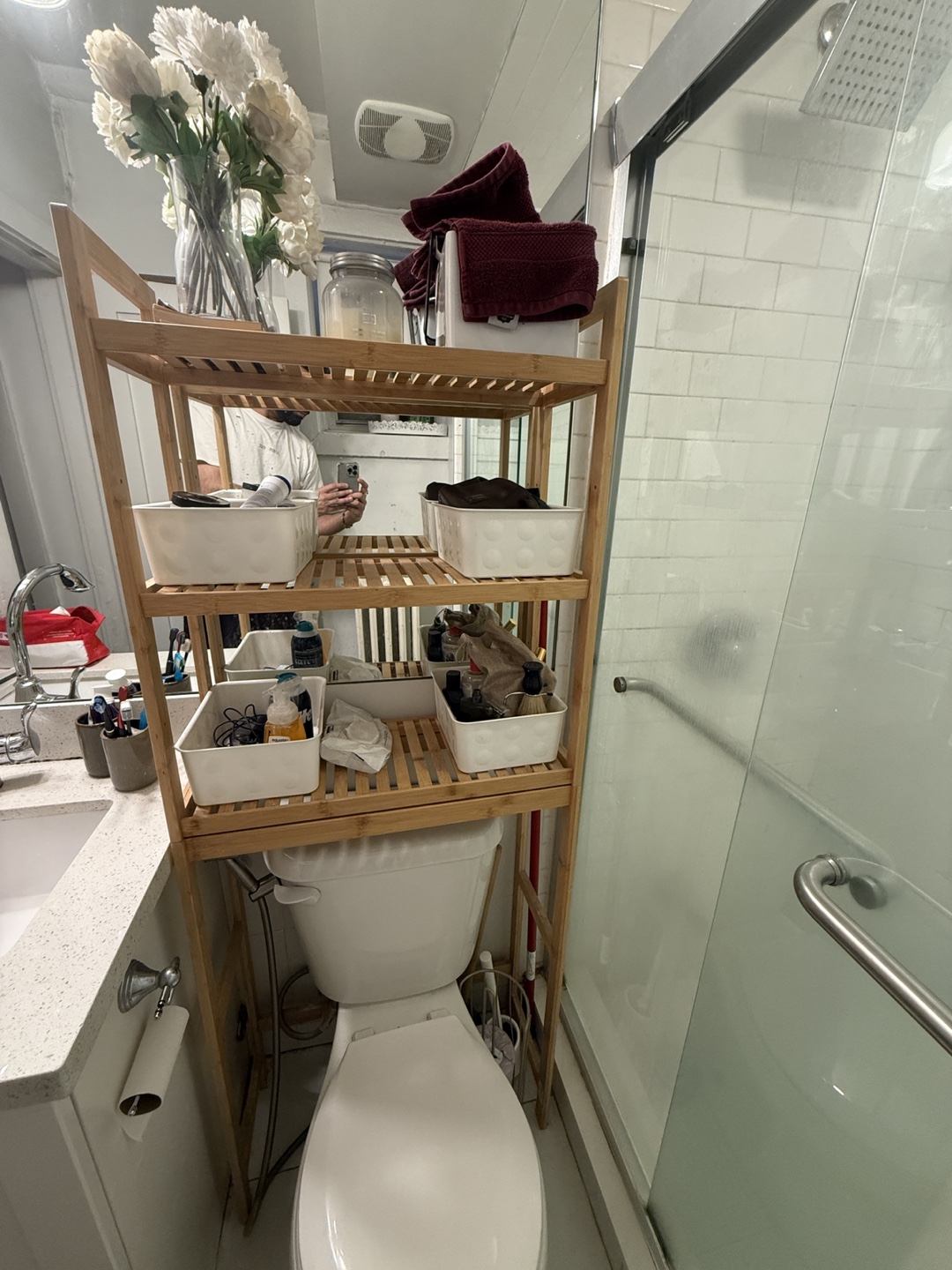 Bamboo Over Toilet Storage Shelf Organizer