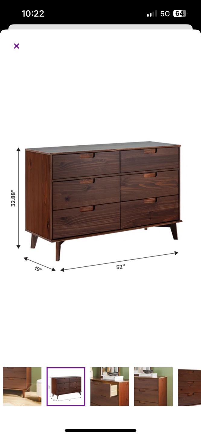Mid-Century Modern 6-Drawer Dresser - photo 3