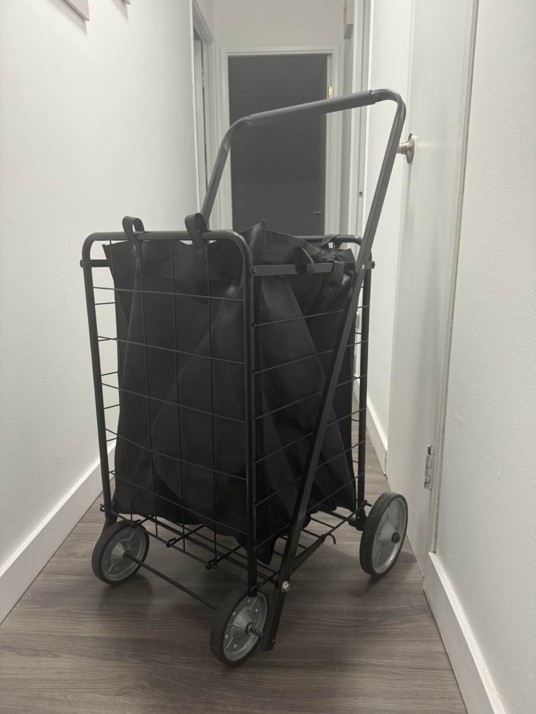Black Foldable Shopping Cart with Fabric Bag - photo 2