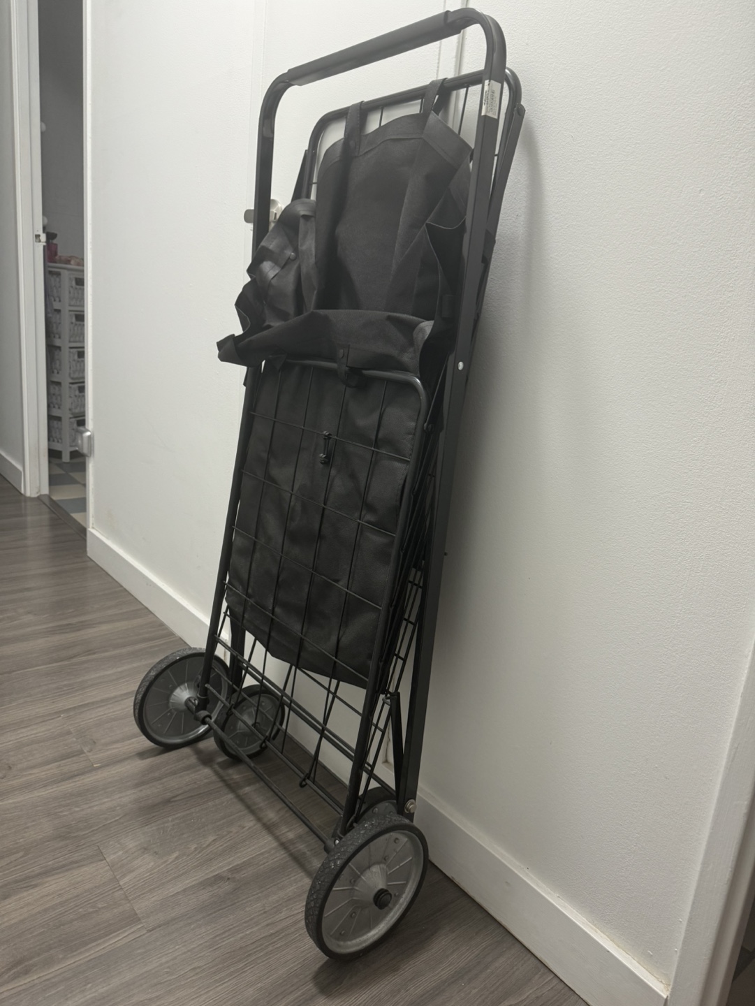 Black Foldable Shopping Cart with Fabric Bag - photo 4
