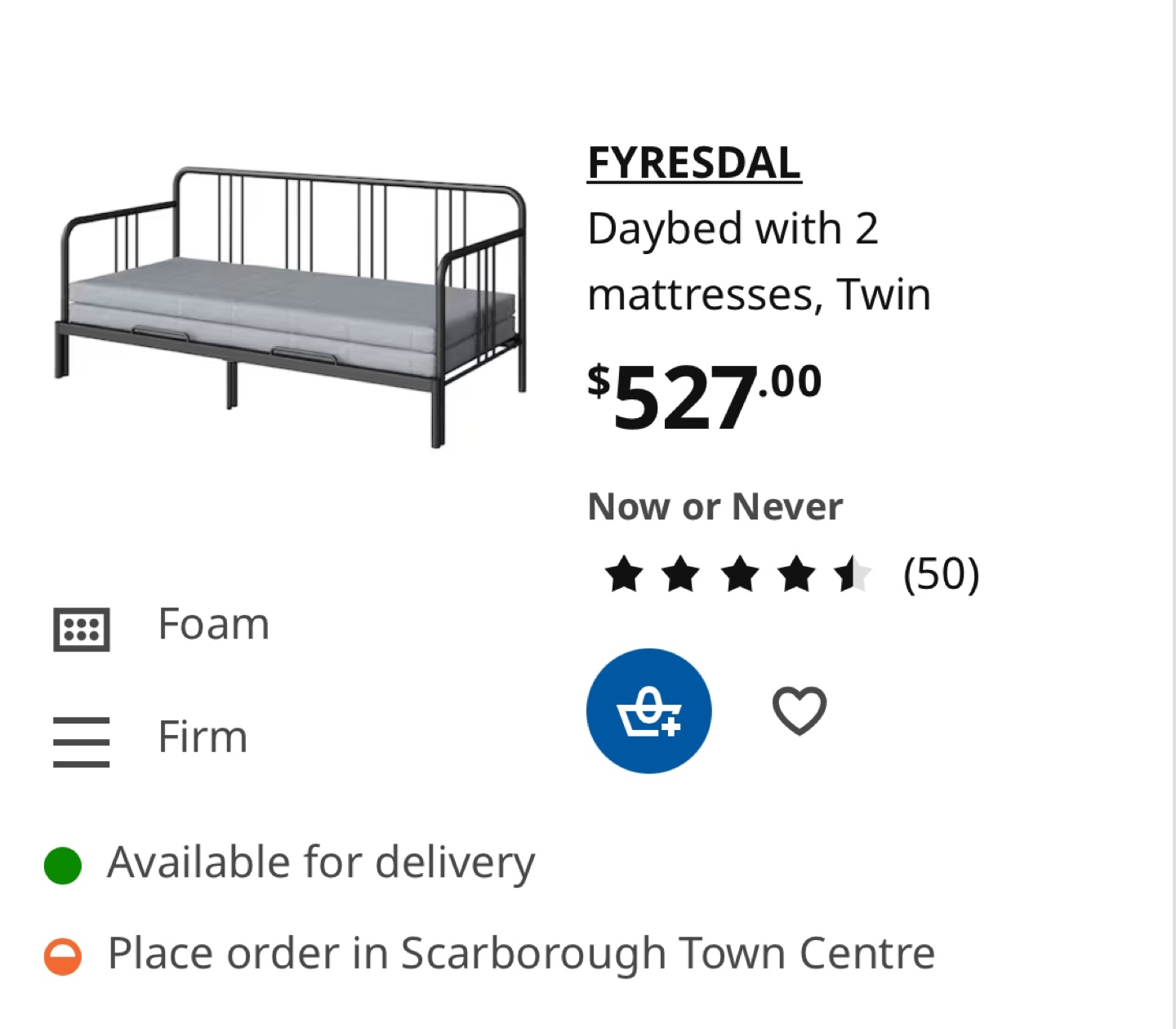 IKEA FYRESDAL Daybed Frame - Black