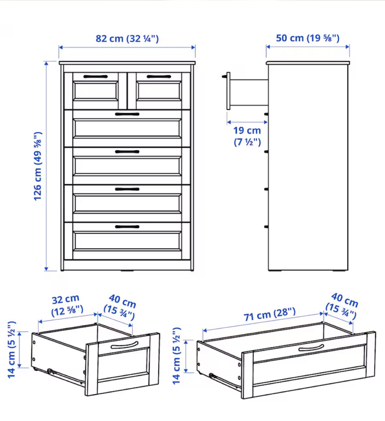 IKEA Songesand, 6-Drawer Chest, White - photo 3