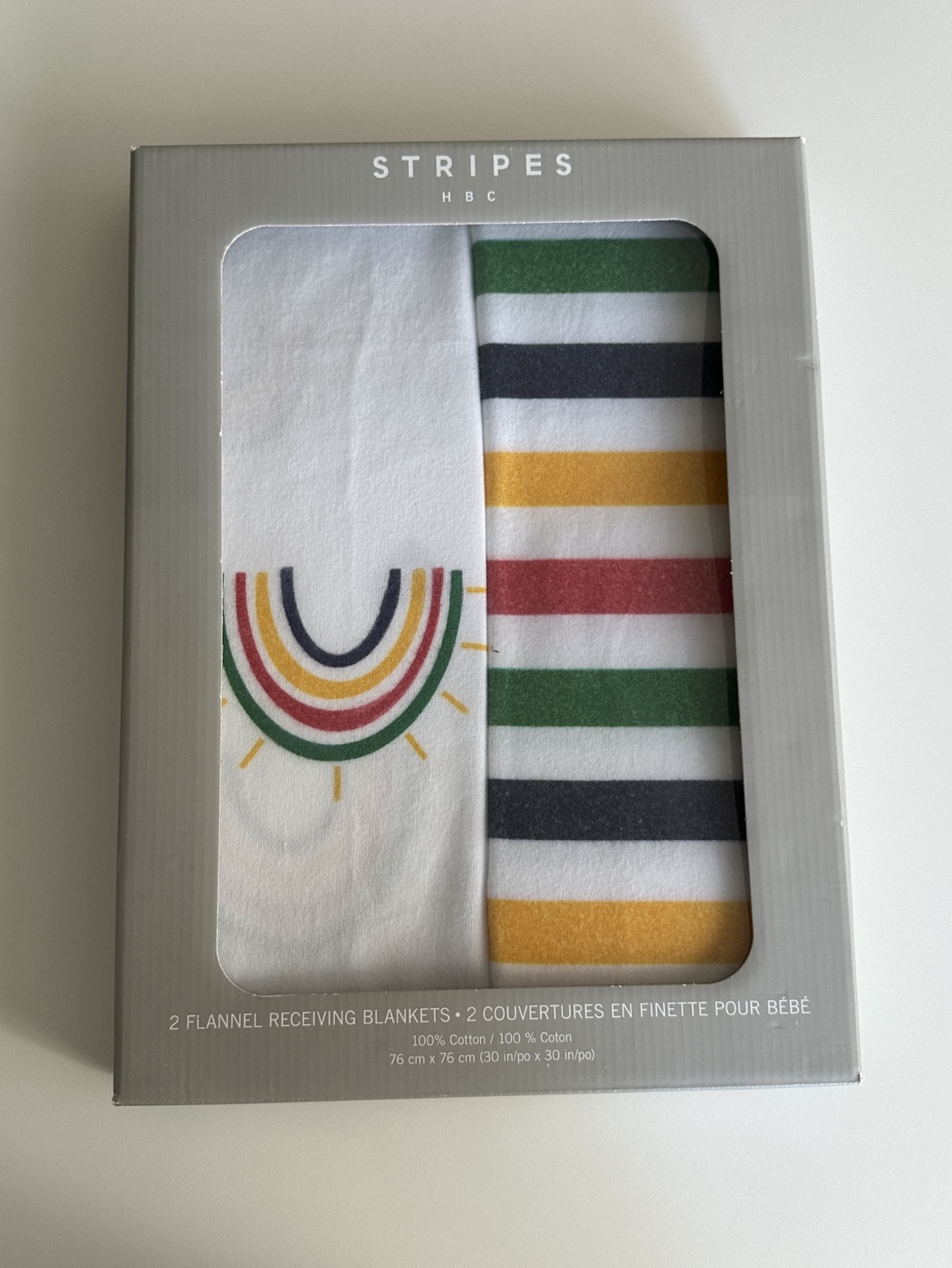 HBC Stripes Baby Receiving Blankets - 2 Pack