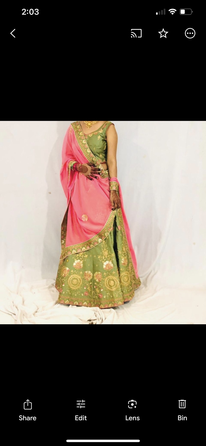 Gorgeous Green and Pink Lehenga Choli