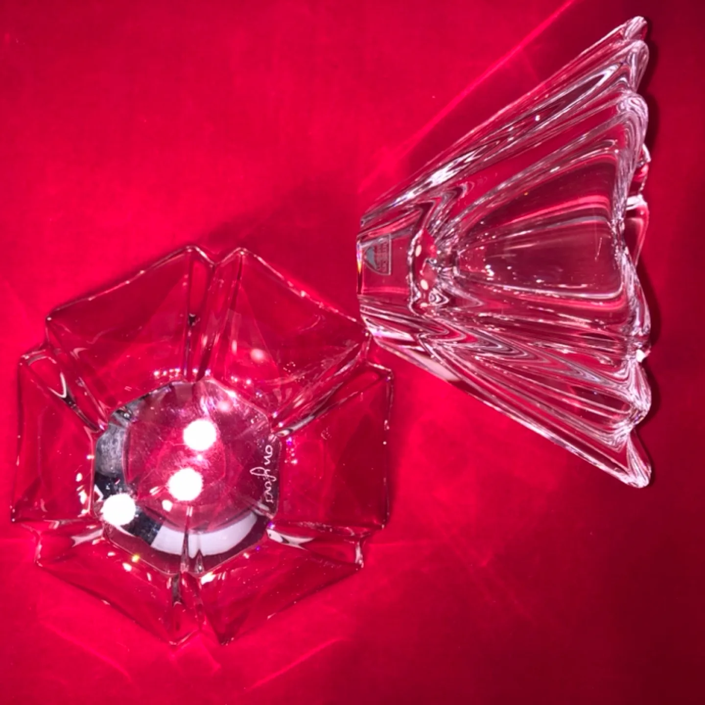 Swedish Orrefors Signed Orion Crystal Bowls/Candle-Holders image indicator(4)