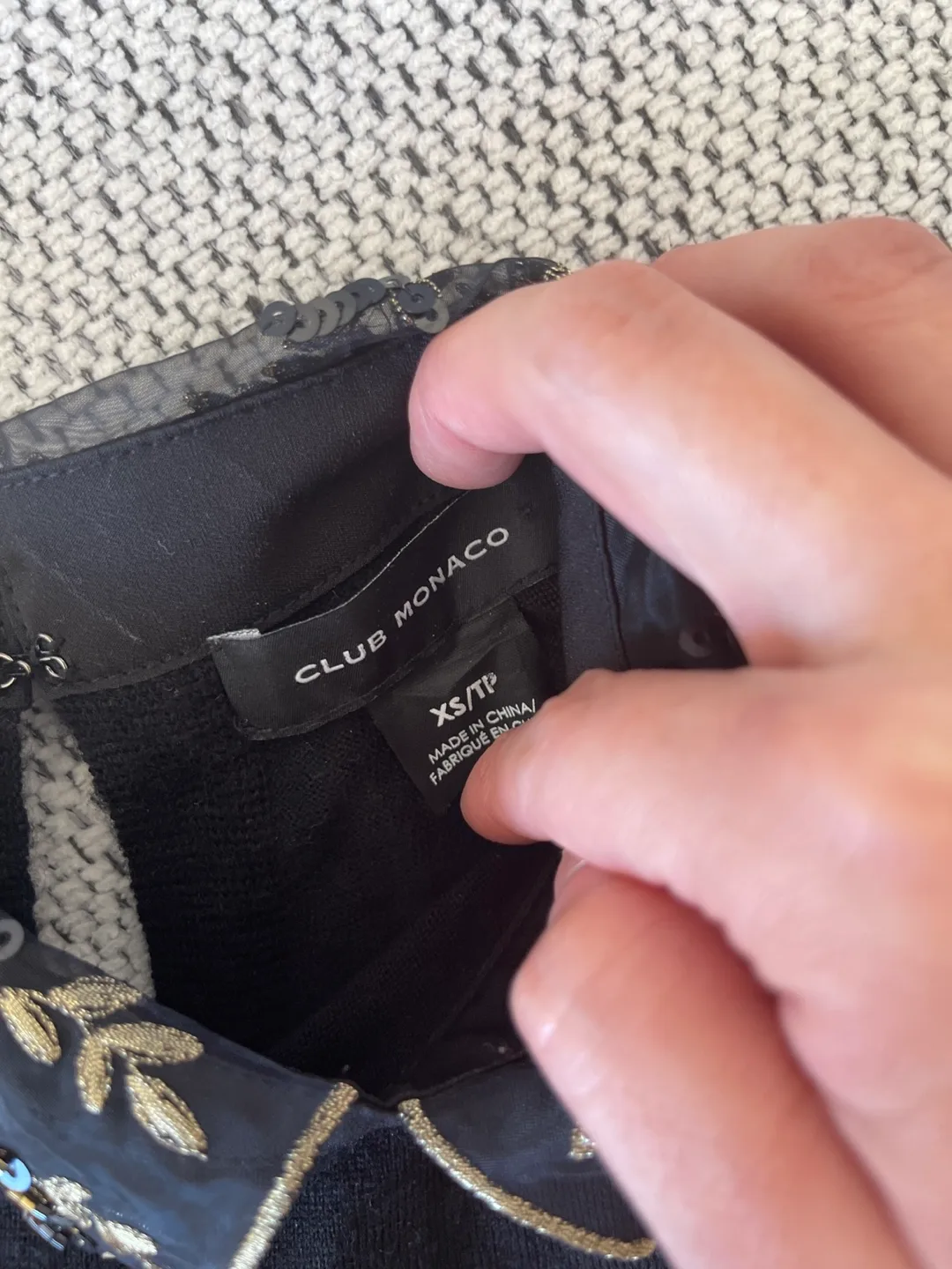 Club Monaco Black embellished collar sweater XS/TP image indicator(3)