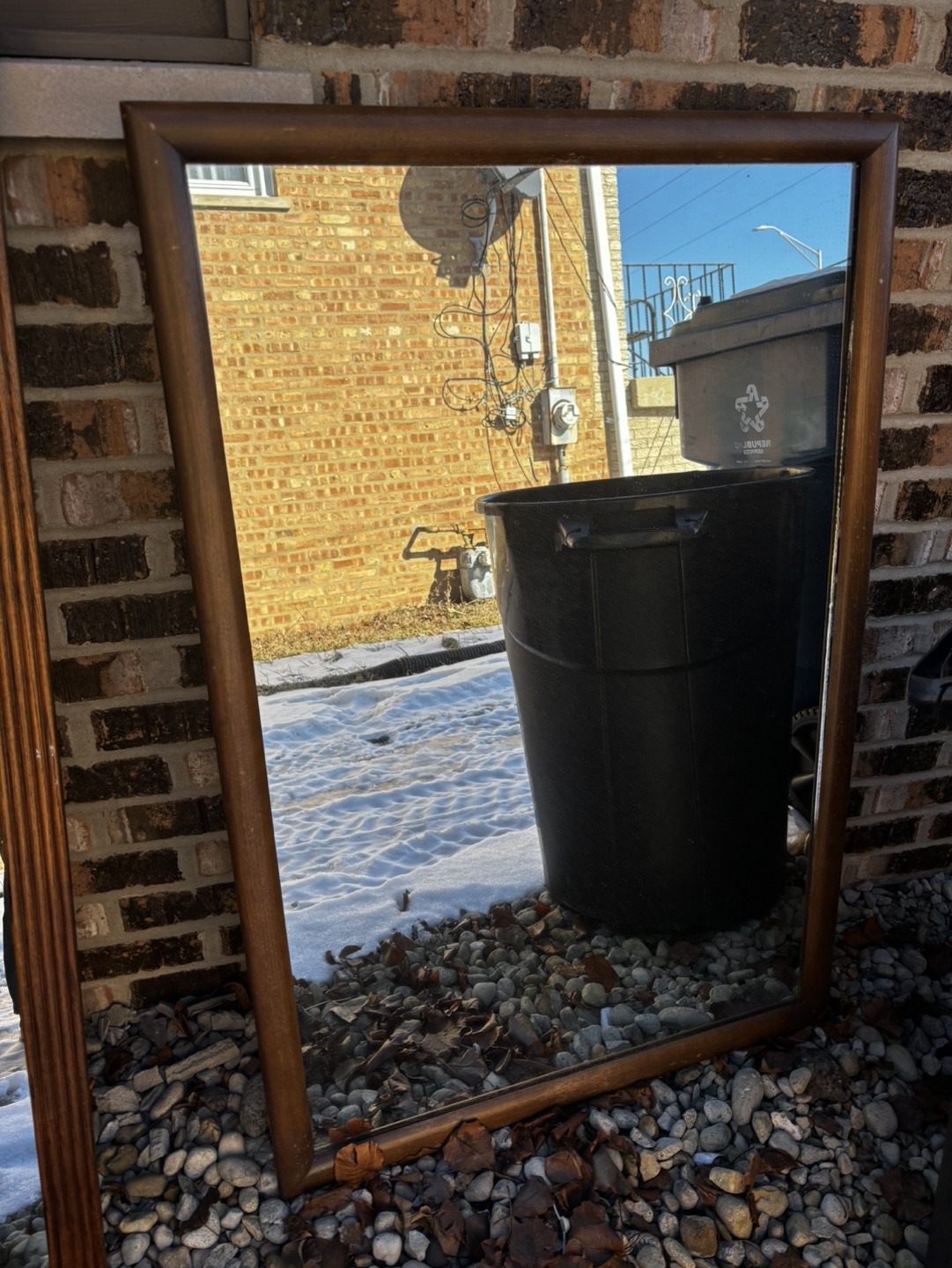 Vintage Wood Frame mirror   #freecycle