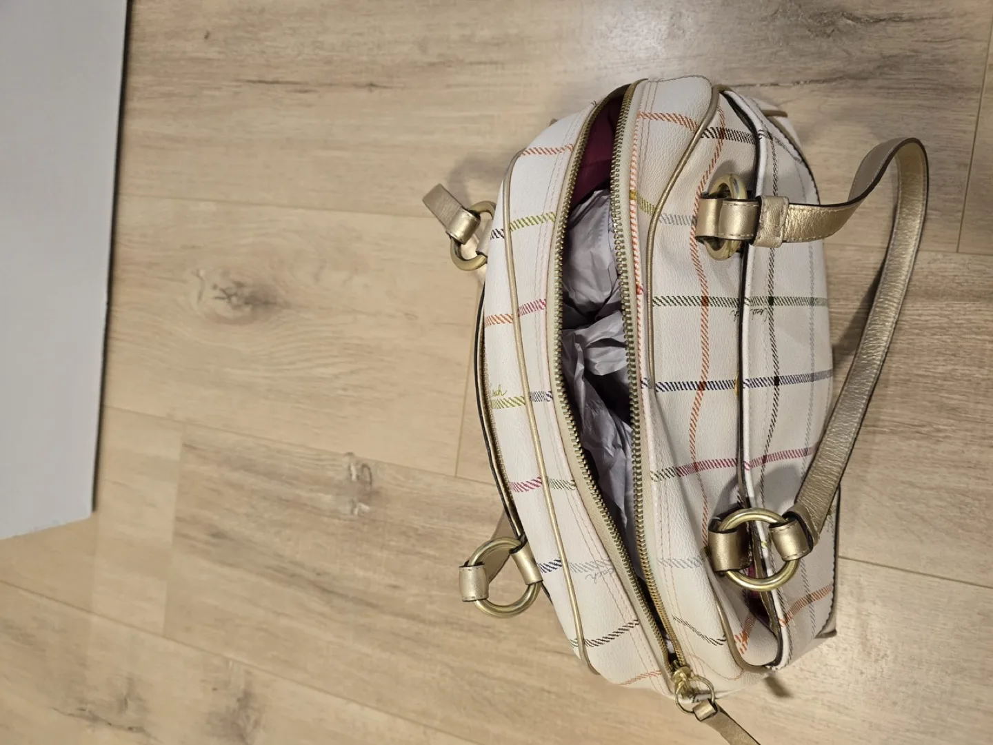 Coach handbag, white and beige plaid image indicator(4)