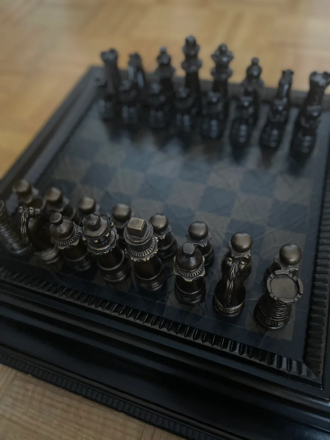 Antique-Style Bombay Chess/ Checker Set with Storage thumbnail