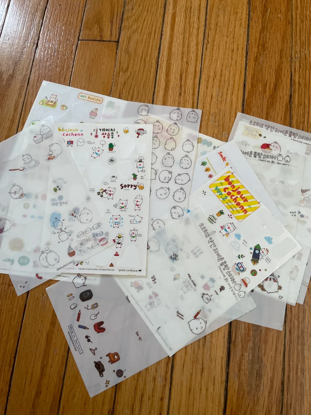 Used Assorted Petit Cochonn & Molang Sticker Sheets #freecycle thumbnail
