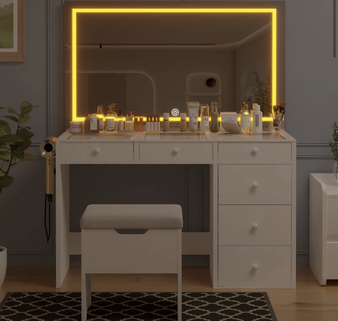 Vanity Set with Stool and Mirror - photo 2