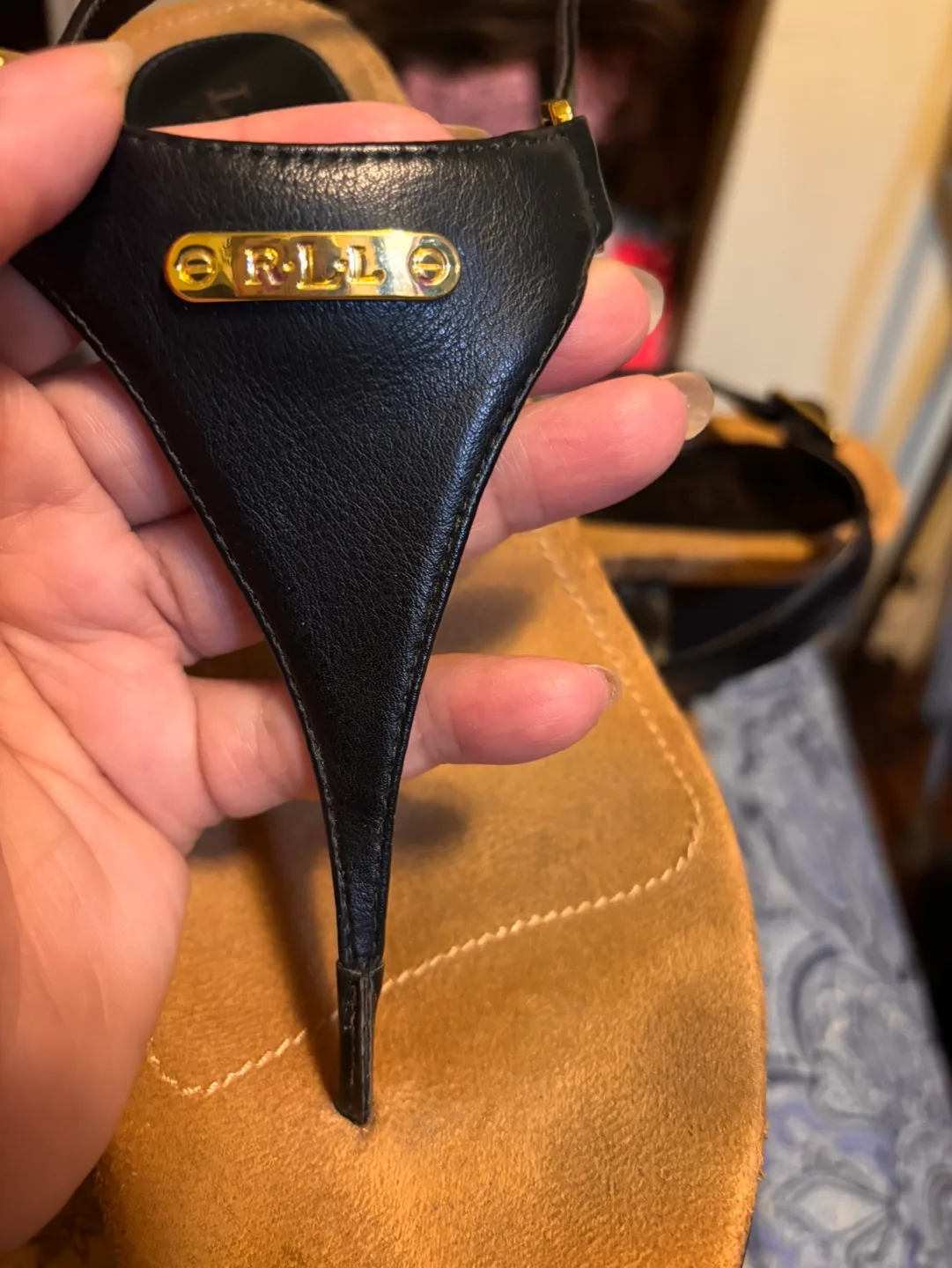 Lauren Ralph Lauren Black Wedge Sandals - Size 8B image indicator(6)