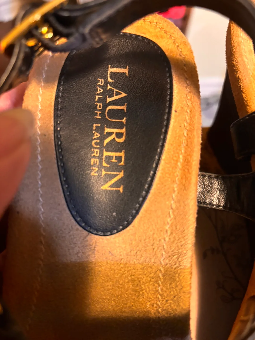 Lauren Ralph Lauren Black Wedge Sandals - Size 8B image indicator(3)