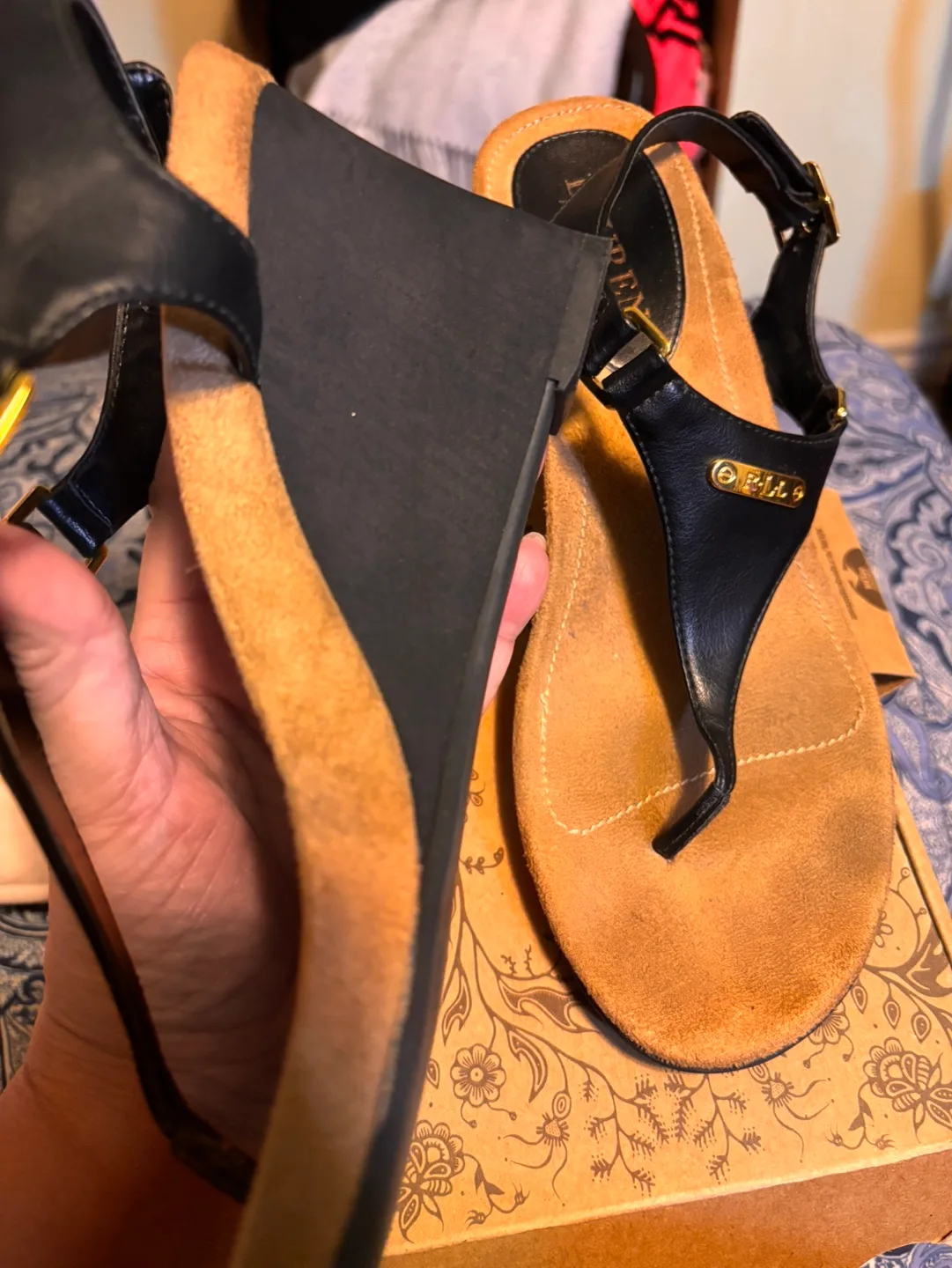Lauren Ralph Lauren Black Wedge Sandals - Size 8B image indicator(2)
