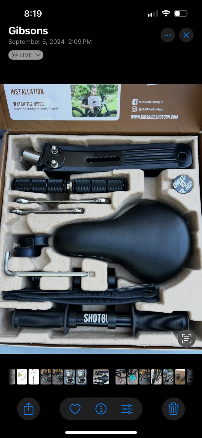 Shotgun Kids Mountain Bike Seat Combo