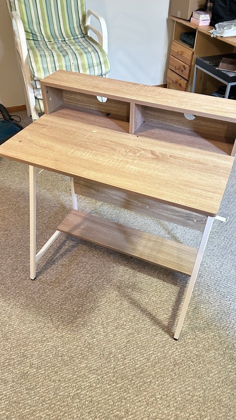 Small Computer Desk with Built-in Shelf