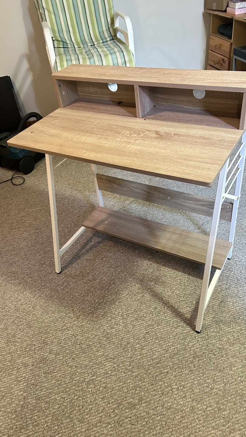 Small Computer Desk with Built-in Shelf - photo 3