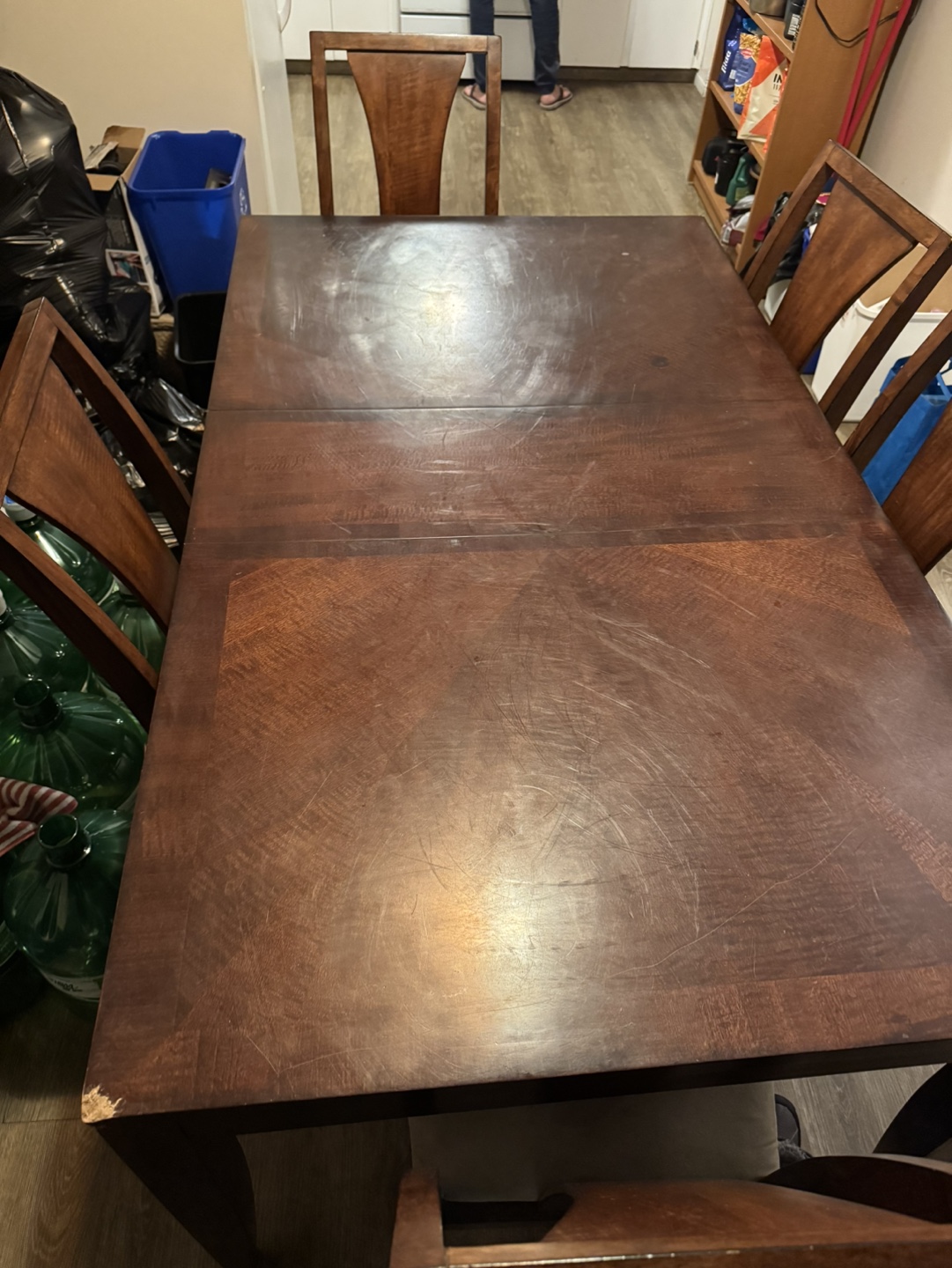 Dark brown wood dining table and six chairs - photo 4