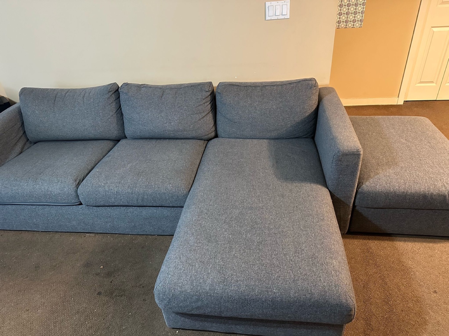 Grey Sectional Sofa with Chaise Lounge - photo 3