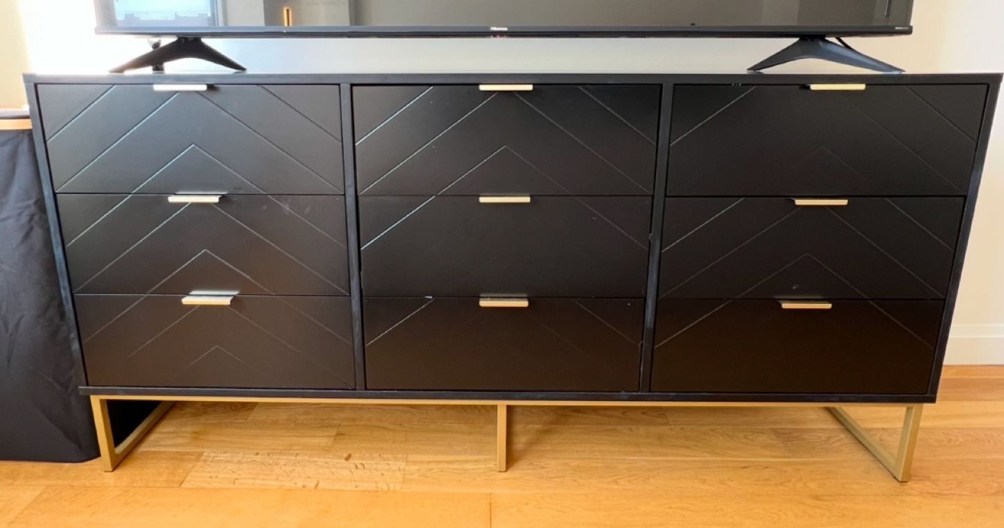 Black 9-Drawer Dresser with Gold Legs - photo 2
