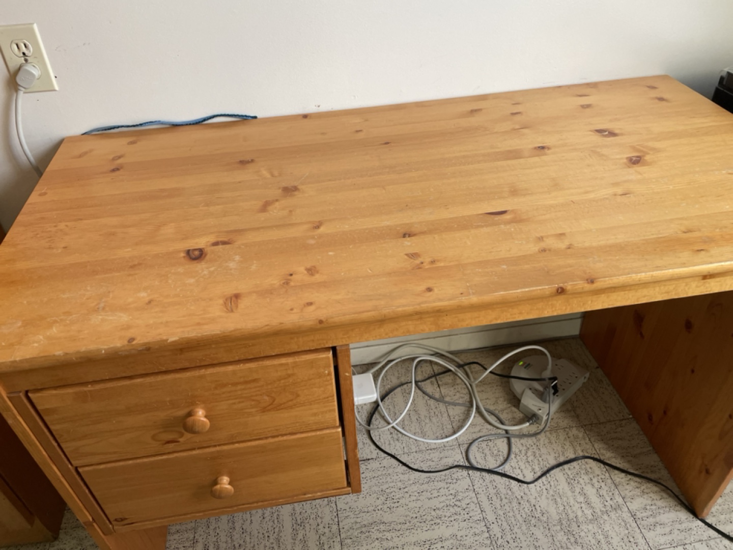 Solid Pine Wood Desk with Two Drawers - photo 3