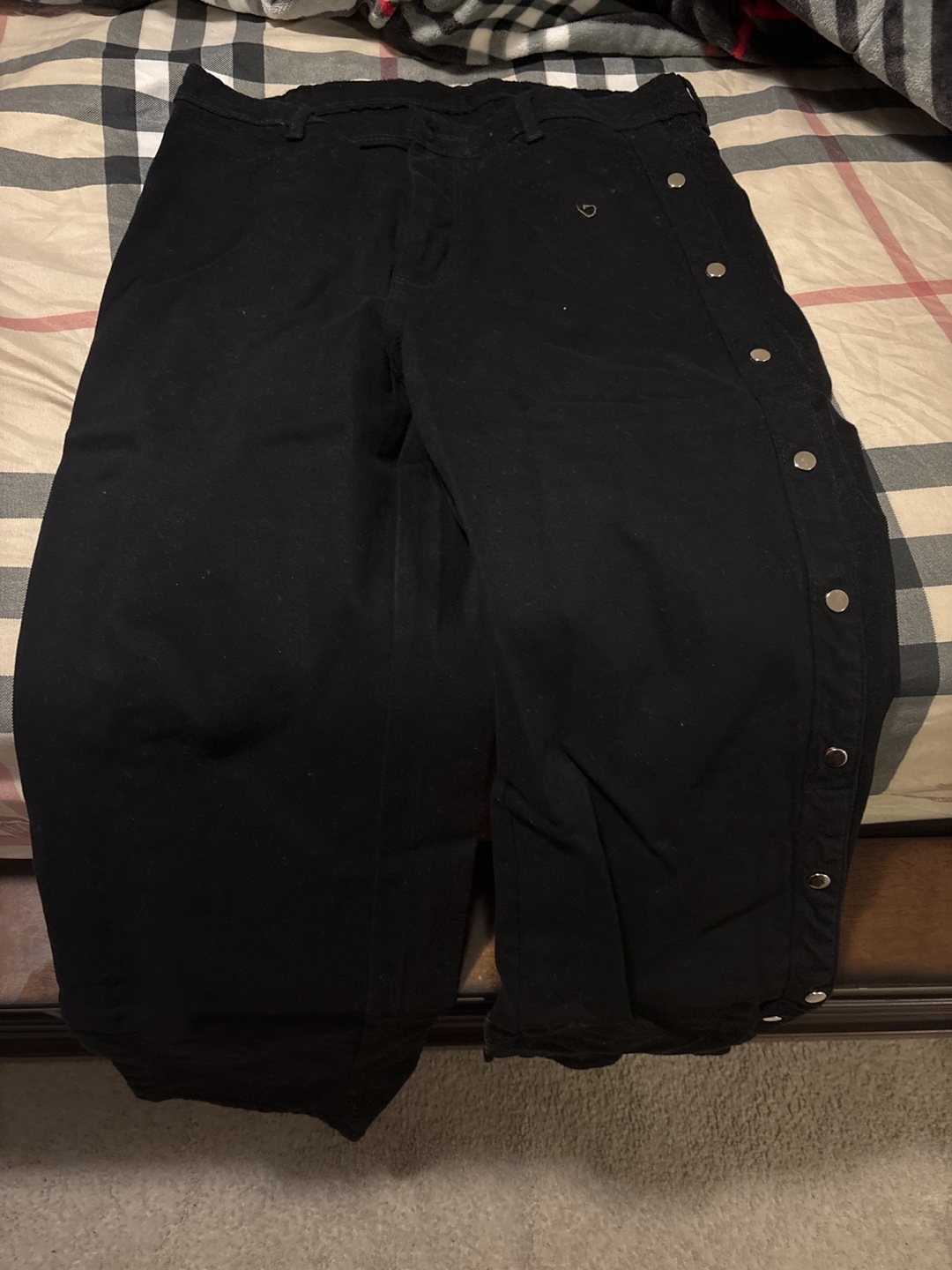 Black Side Button Pants
