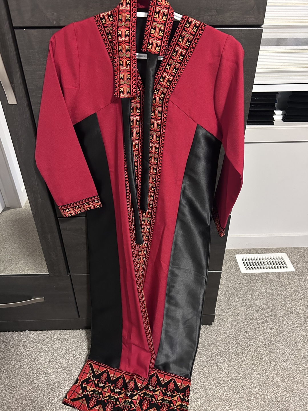 Embroidered Red and Black Long Dress - photo 2