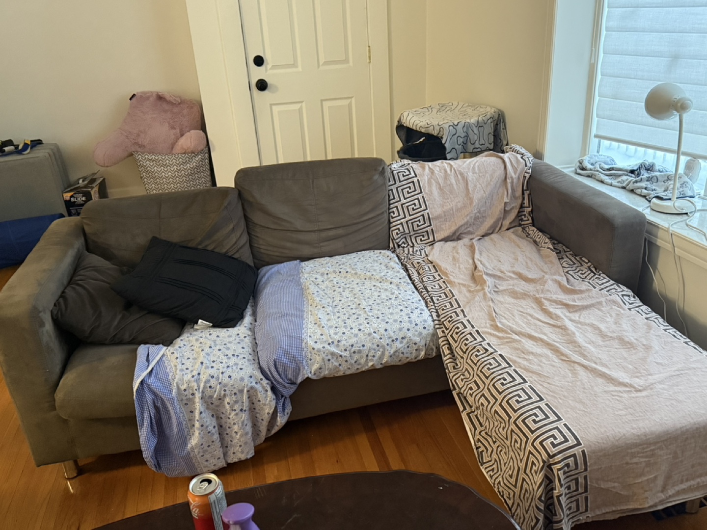 Brown L-Shaped Sectional Sofa