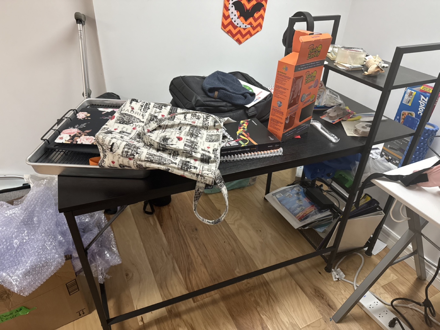 Black Computer Desk with Metal Frame