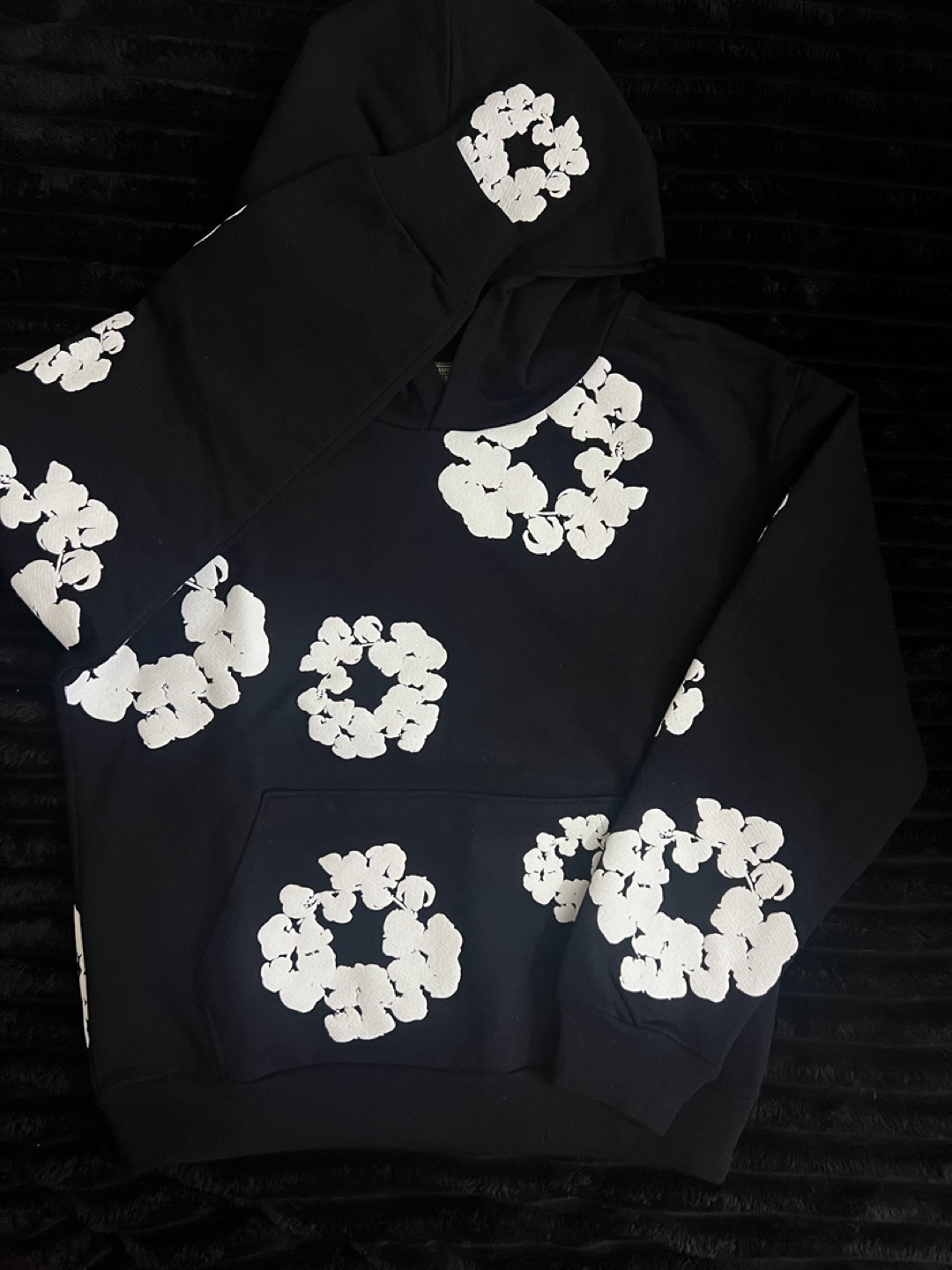 Denim Tears Black and White Flower Hoodie - photo 3